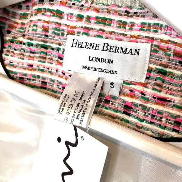 Feminine | Helene Berman for Anthropologie Classic Tweed Jacket | Hot Pink Green - Picture 3 of 7